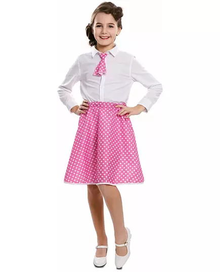 Růžová sukně pin-up dívky s kravatou, Velikost: 3-6 let (92-121 cm)