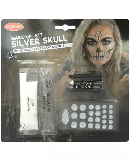 Sexy stříbrná sada make-upu kostry pro dospělé