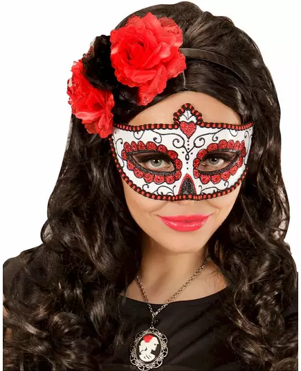 Červený flitrovaný vlk Day of the Dead pro dospělé