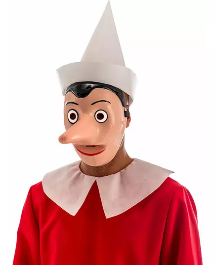 Plastová maska Pinocchio s odnímatelným nosem pro dospělé