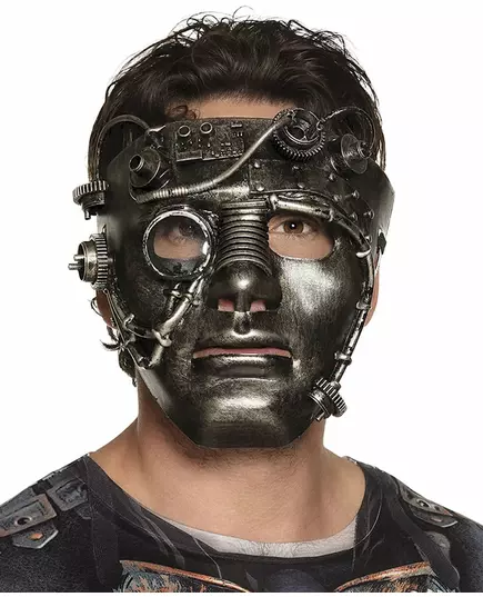 Steampunk chromová maska na obličej pro dospělé
