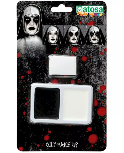 Černo-bílá halloweenská paleta make-upu