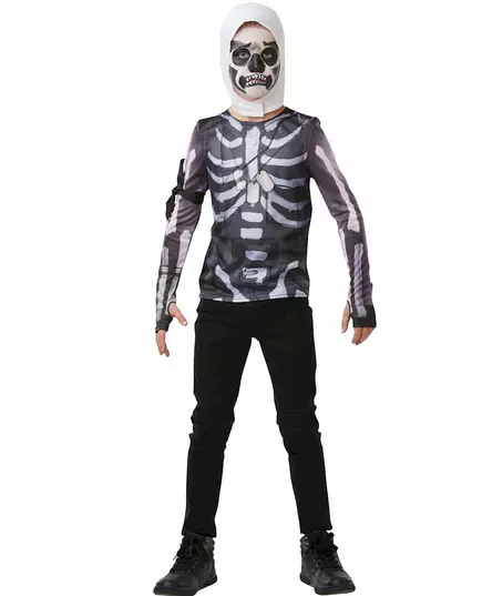 Fortnite Skull Trooper tričko + kukla pro teenagery, Velikost: 13-14 let (153 to 164 cm)