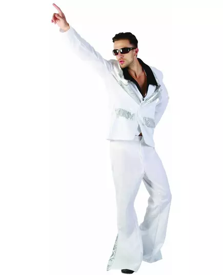 Bílo-stříbrný disco kostým pro muže, Velikost: X-Large