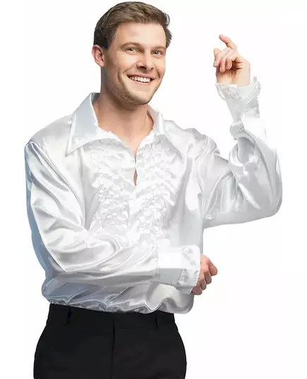 Bílá disco košile pro muže, Velikost: Medium (50/52)
