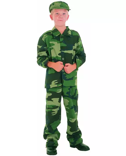 Maskáčový vojenský kostým pro chlapce, Velikost: 10-12 let (130-140 cm)