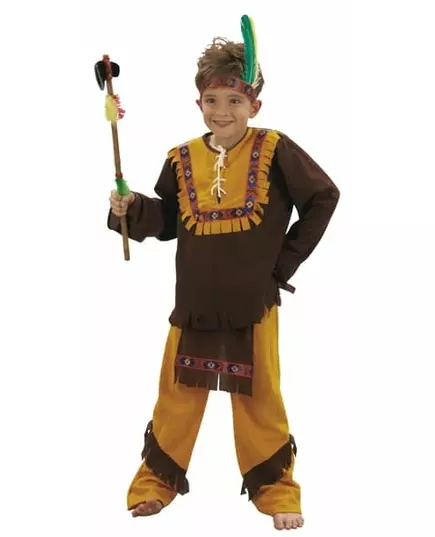 Hnědo-okrový indiánský kostým pro chlapce, Velikost: 7-9 let (120-130 cm)
