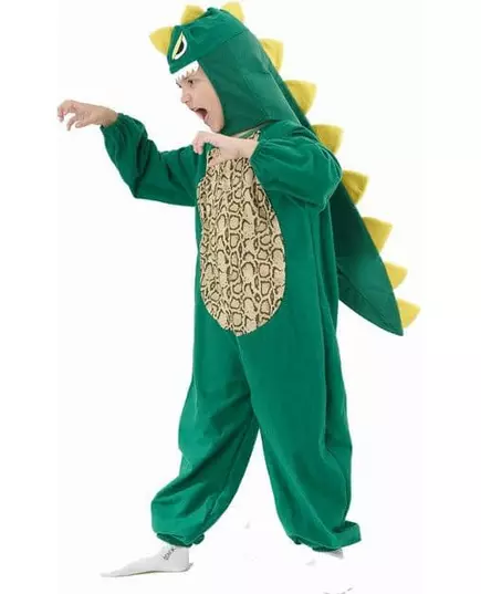 Zeleno-žlutý dinosauří kostým pro děti, Velikost: 7-9 let (120-130 cm)
