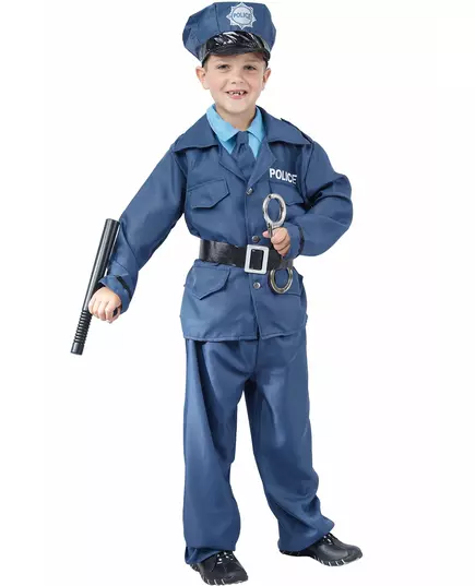 Modrý kostým policisty pro děti, Velikost: 7-9 let (120-130 cm)