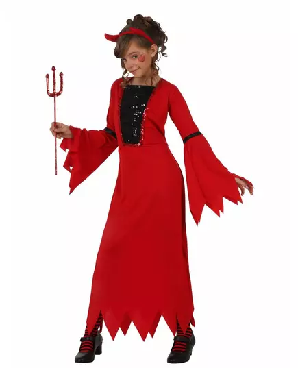 Dětský flitrovaný ďábelský kostým Halloween, Velikost: 10-12 let (145-160 cm)