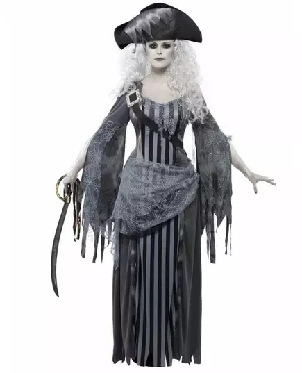 Šedý pirátský kostým ducha pro ženy Halloween, Velikost: Medium