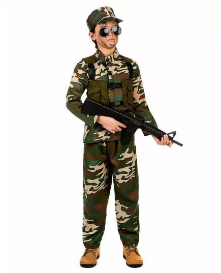 Zelený vojenský kostým pro chlapce, Velikost: 10-12 let (130-140 cm)