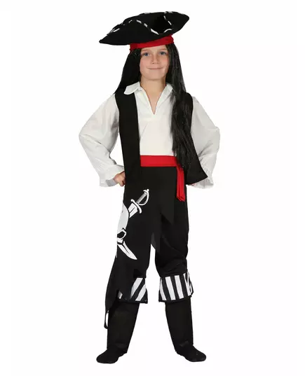 Pirátský kostým s červeným páskem pro chlapce, Velikost: 7-9 let (120-130 cm)
