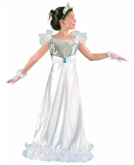 Bílý kostým princezny pro dívky, Velikost: 7-9 let (120-130 cm)