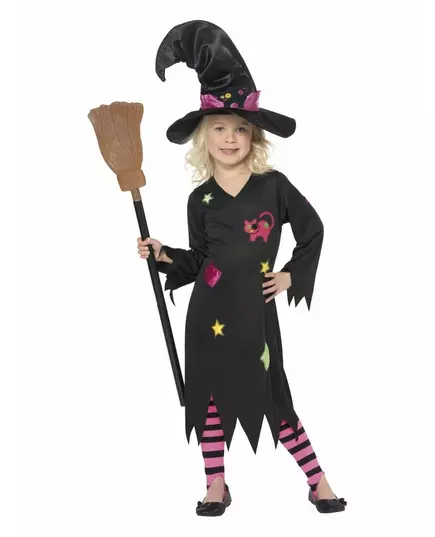 Kostým čarodějnické kočky pro dívky Halloween, Velikost: 4-6 let(115/128 cm)