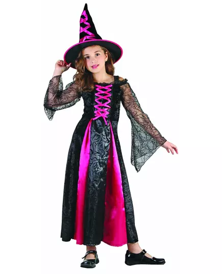 Dívčí krajkový čarodějnický kostým Halloween, Velikost: 7-9 let (120-130 cm)