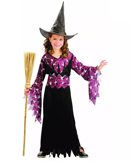 Čarodějnický kostým s kloboukem pro dívky Halloween, Velikost: 7-9 let (120-130 cm)