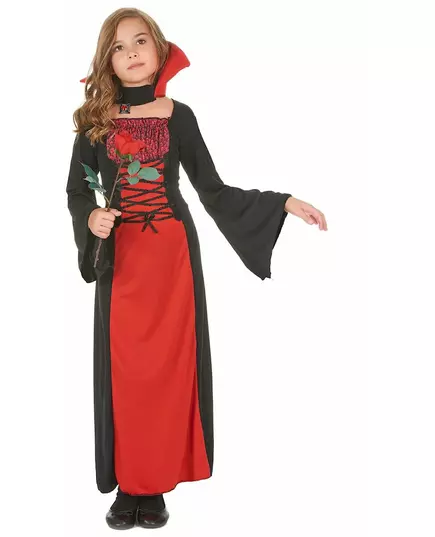 Dlouhý upírský kostým pro dívky Halloween, Velikost: 10-12 let (130-140 cm)