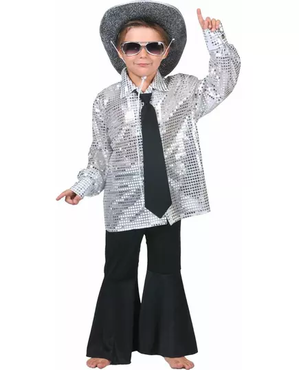 Stříbrná disco košile pro chlapce, Velikost: 14 let (164 cm)