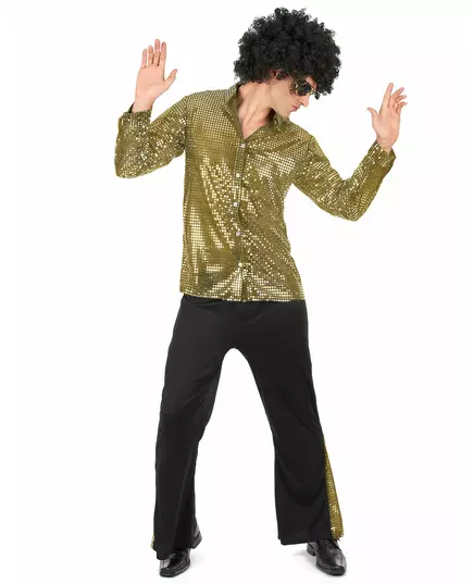 Zlatý flitrovaný disco kostým pro muže, Velikost: Large