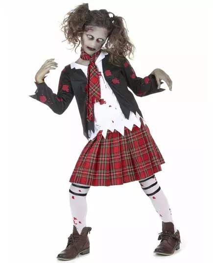 Kostým zombie školačky pro dívky Halloween, Velikost: 10-12 let (L)