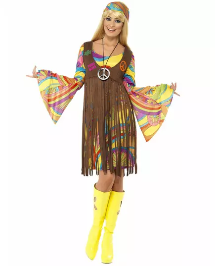 Hippie kostým s květy 70. let pro ženy, Velikost: Large