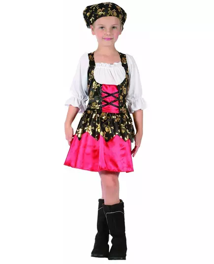 Pirátský kostým se zlatými vzory pro dívky, Velikost: 10-12 let (130-140 cm)