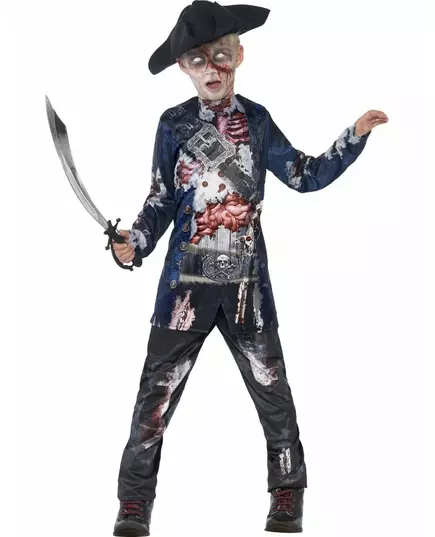 Zombie pirátský kostým pro chlapce Halloween, Velikost: 10-12 let (145/158 cm)