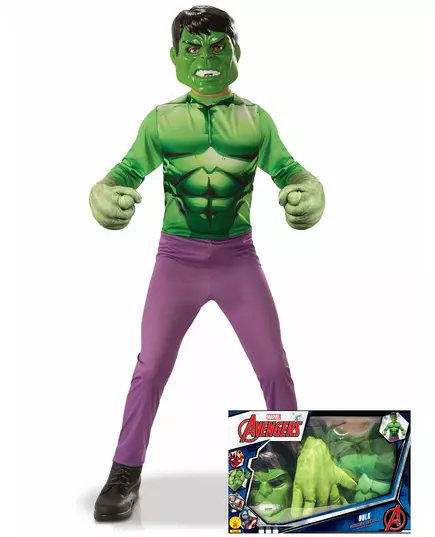 Klasická sada Hulk s obřími rukavicemi pro chlapce, Velikost: 7-8 let(122-128 cm)
