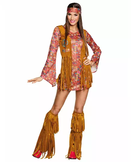 Hippie kostým Peace s třásněmi pro ženy, Velikost: X-Large