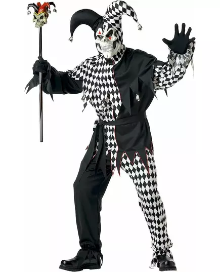 Pánský černý harlekýnský klaunský kostým Halloween, Velikost: Medium