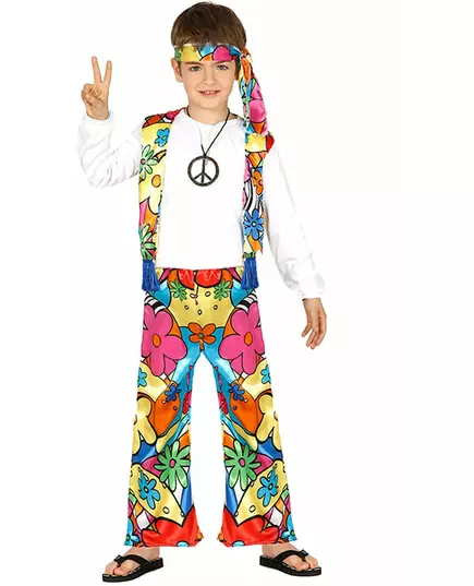 Dětský hippie kostým s velkými květy, Velikost: 10-12 let (142-148 cm)
