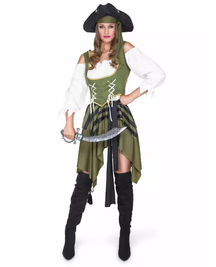 Zelený pirátský kostým buccaneer pro ženy, Velikost: X-Large