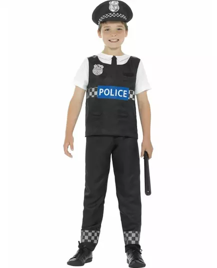 Černo-bílý policejní kostým pro chlapce, Velikost: 10-12 let(145/158 cm)