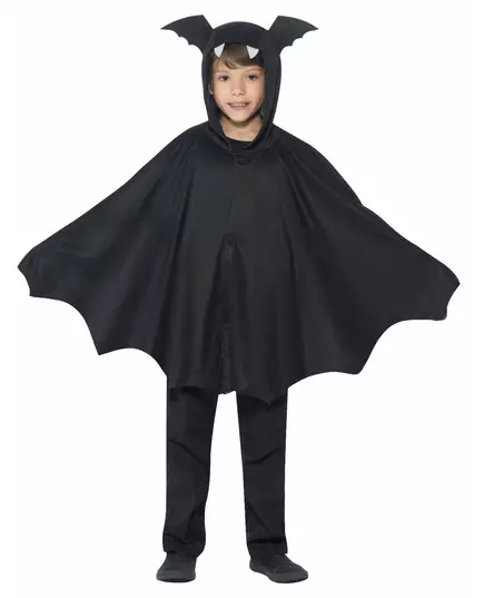 Kostým černé netopýří pláštěnky pro děti Halloween, Velikost: 10-12 let (145/158 cm)