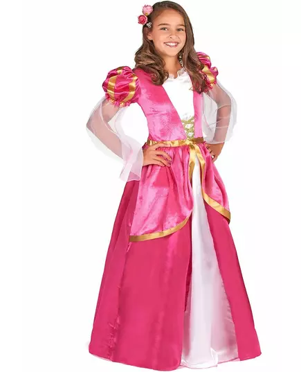 Růžový středověký kostým princezny pro dívky, Velikost: 10-12 let (130-140 cm)