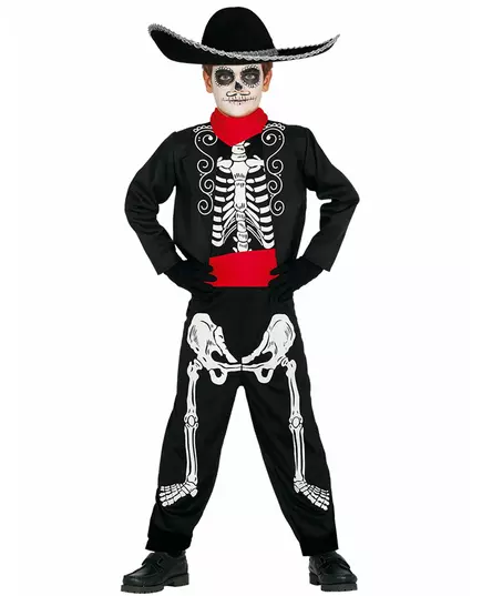 Kostým kostlivce Day of the Dead pro chlapce, Velikost: 10-12 let (142-148 cm)
