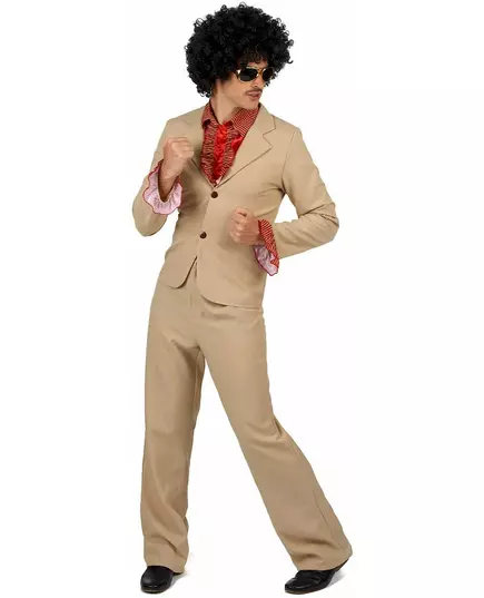 Pánský béžový disco kostým s volány, Velikost: Medium