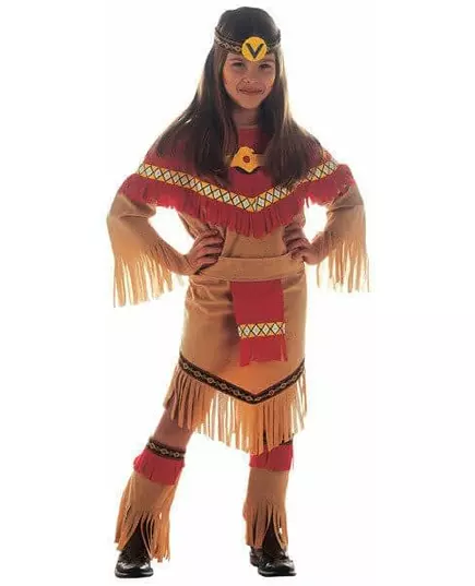 Hnědo-červený indiánský kostým pro dívky, Velikost: 11-13 let(158 cm)