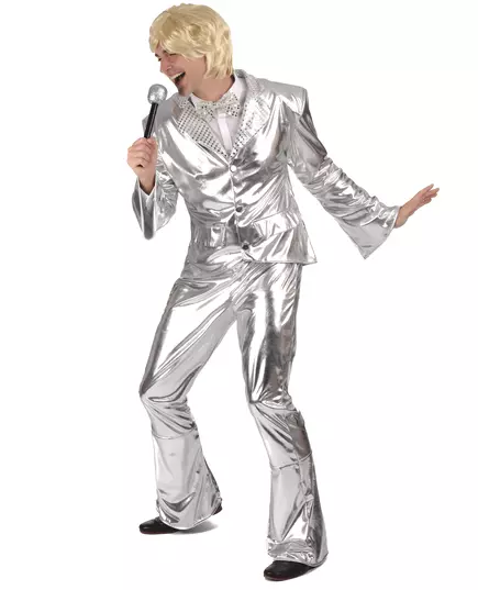 Pánský lesklý stříbrný disco kostým, Velikost: X-Large