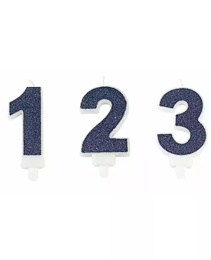 Svíčka s číslem v bobeši – navy třpytky 7,3 cm, Velikost: 9