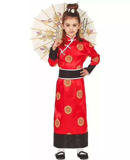Červený čínský kostým pro dívky, Velikost: 10-12 let (142-148 cm)