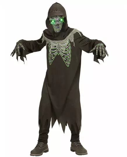 Černo-zelený kostým grim reaper pro děti, Velikost: 14-16 let (164 cm)