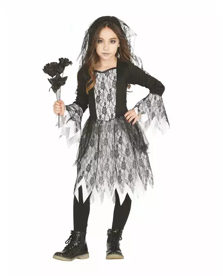 Dívčí krajkový kostým „living dead bride“, Velikost: 5-6 let (110-115 cm)