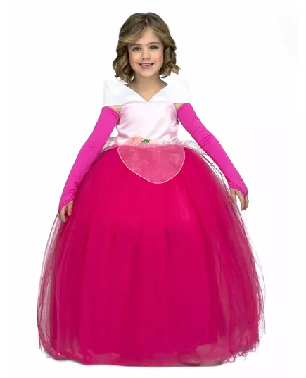 Růžový plesový princeznovský kostým pro dívky, Velikost: 10-12 let (140 - 152 cm)