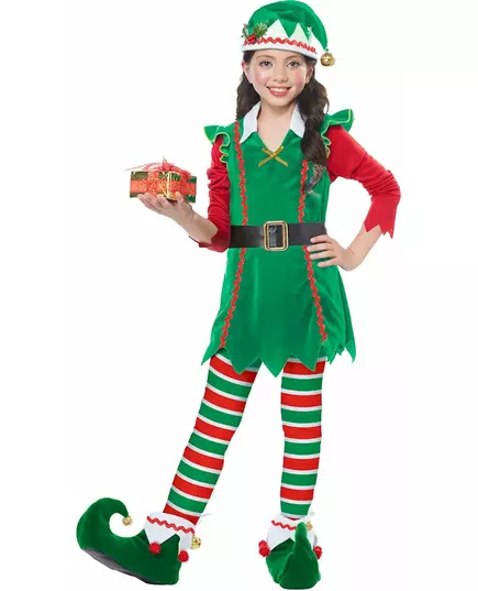 Luxusní vánoční elf kostým pro dívky, Velikost: 8-10 let (140 cm)