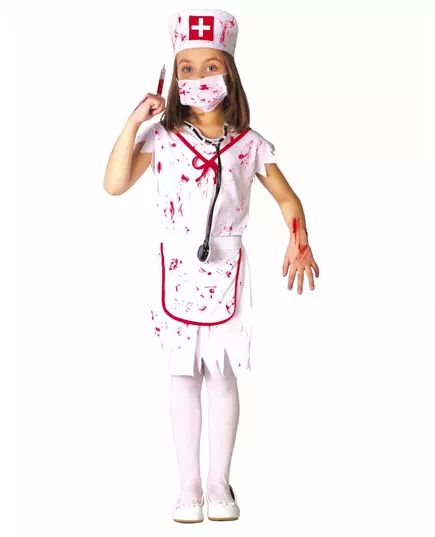 Dívčí kostým bílé zombie zdravotní sestry, Velikost: 10-12 let (142-148 cm)