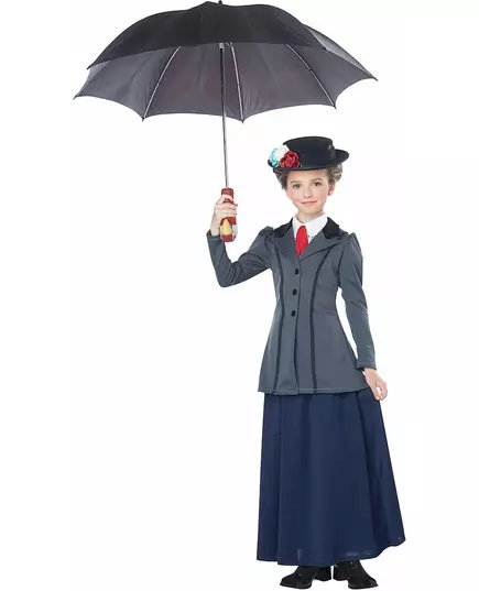 Luxusní kostým anglické chůvy pro dívky, Velikost: 8-10 let (140 cm)