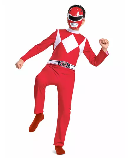 Klasický dětský kostým Power Rangers – červený, Velikost: 5–6 let(109–126 cm))