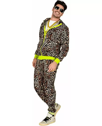 Kostým teplákové soupravy 80s leopard pro dospělé, Velikost: Small